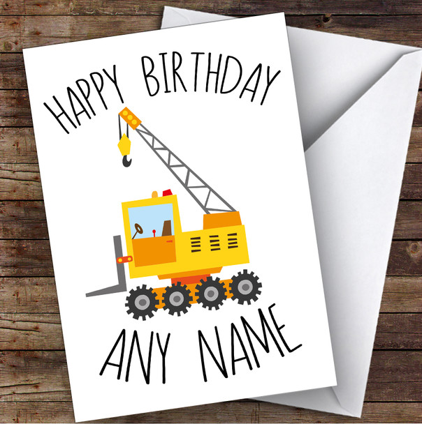Construction Crane Builder Children's Kids Personalised Birthday Card
