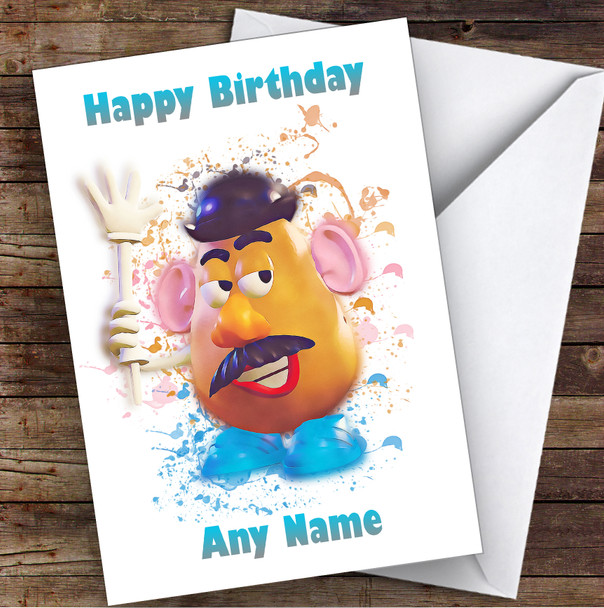 Mr Potato Head Toy Story Splatter Art Children's Kids Personalised Birthday Card