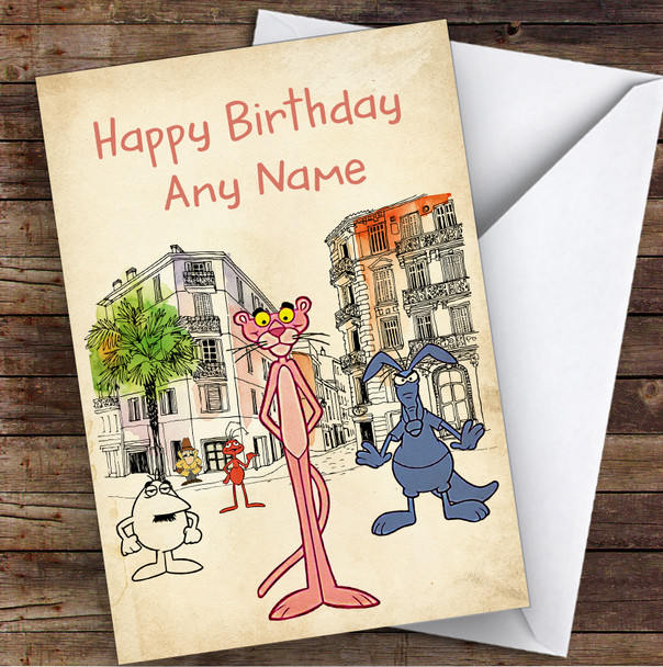 The Pink Panther Characters Vintage Children's Kids Personalised Birthday Card