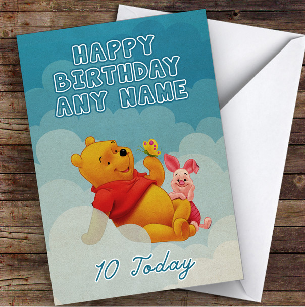 Winnie The Pooh And Piglet Vintage Children's Kids Personalised Birthday Card