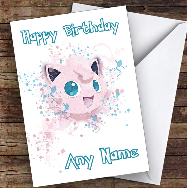 Jiggly Puff Pokémon Splatter Art Children's Kids Personalised Birthday Card