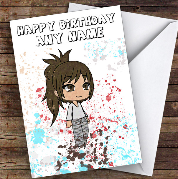 Gatcha Life Camou Splatter Art Children's Kids Personalised Birthday Card