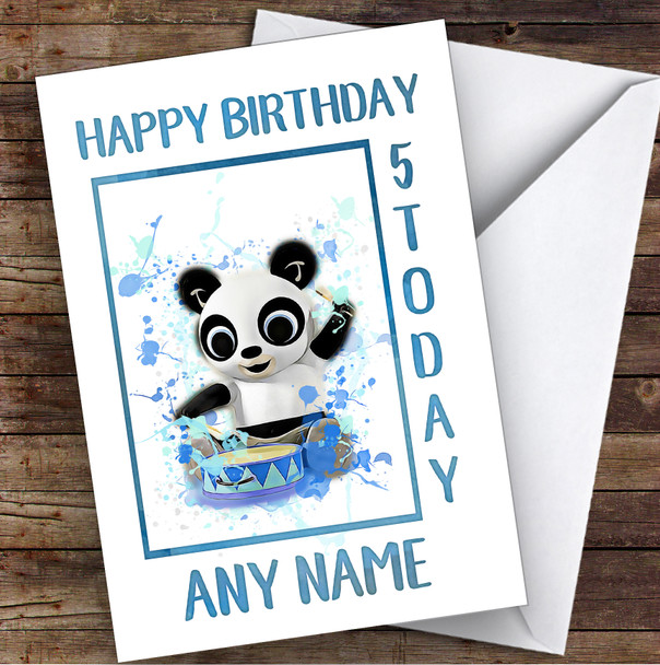 Bing Bunny Pando Splatter Art Children's Kids Personalised Birthday Card