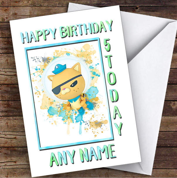 Octonauts Kwazii Splatter Art Children's Kids Personalised Birthday Card