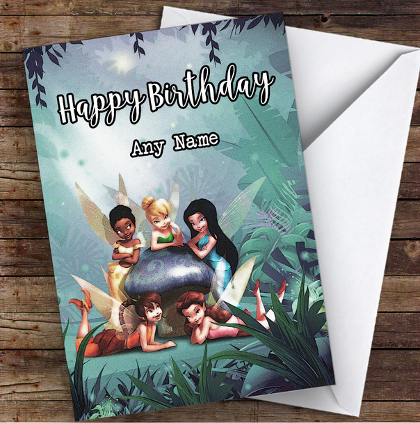 Tinker Bell And Fairies Retro Children's Kids Personalised Birthday Card