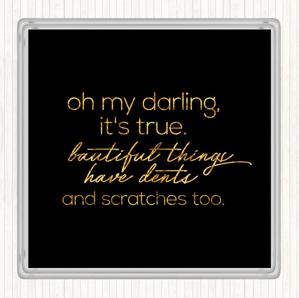 Black Gold Oh My Darling Quote Coaster