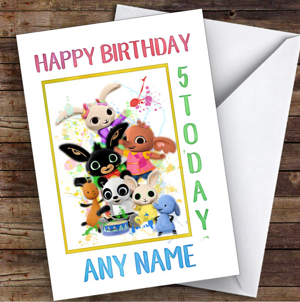 Bing Bunny Everyone Together Splatter Art Children's Kids Birthday Card