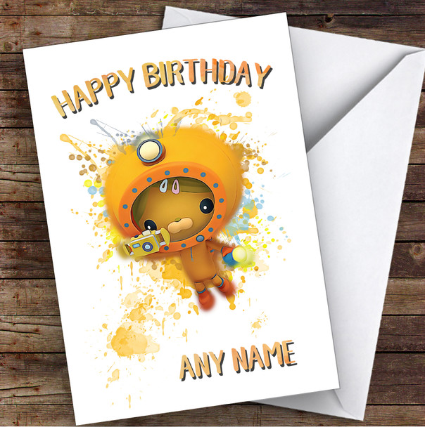 Octonauts Dashi Splatter Art Children's Kids Personalised Birthday Card