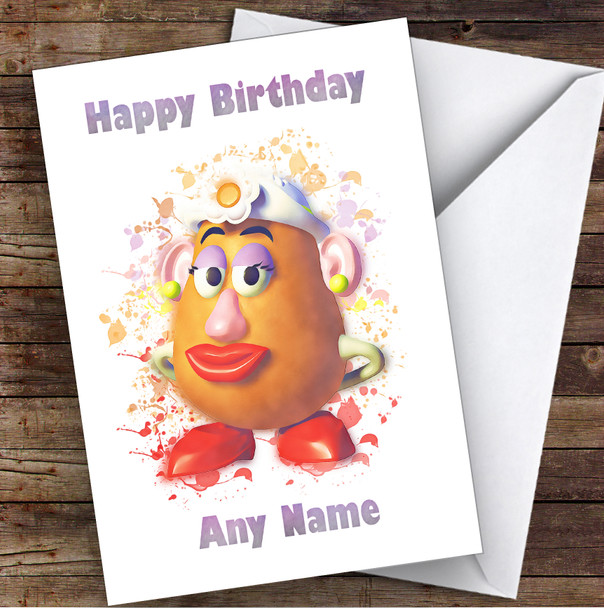 Mrs Potato Head Toy Story Splatter Art Children's Kids Birthday Card