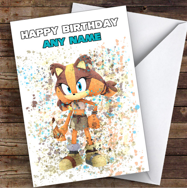 Sticks Sonic The Hedgehog Splatter Art Children's Kids Birthday Card