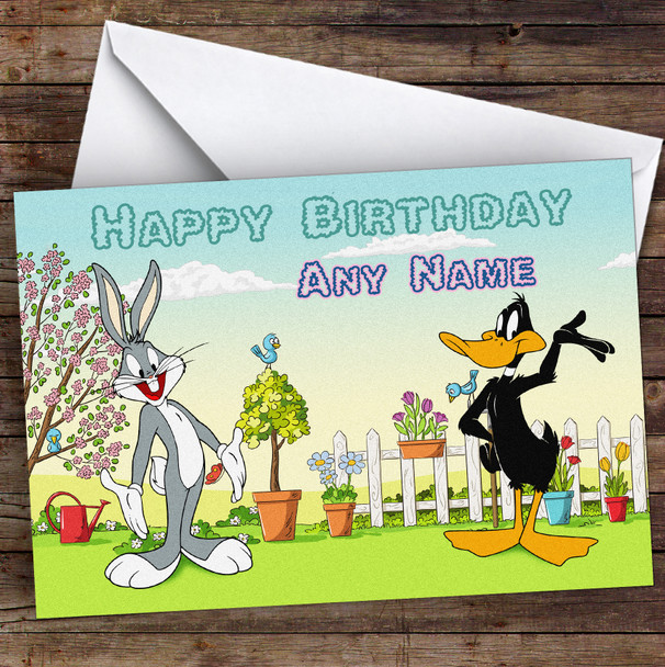 Daffy Duck And Bugs Bunny Children's Kids Personalised Birthday Card