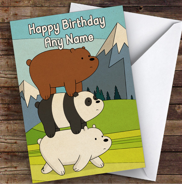 We Bare Bears Three Bears Children's Kids Personalised Birthday Card