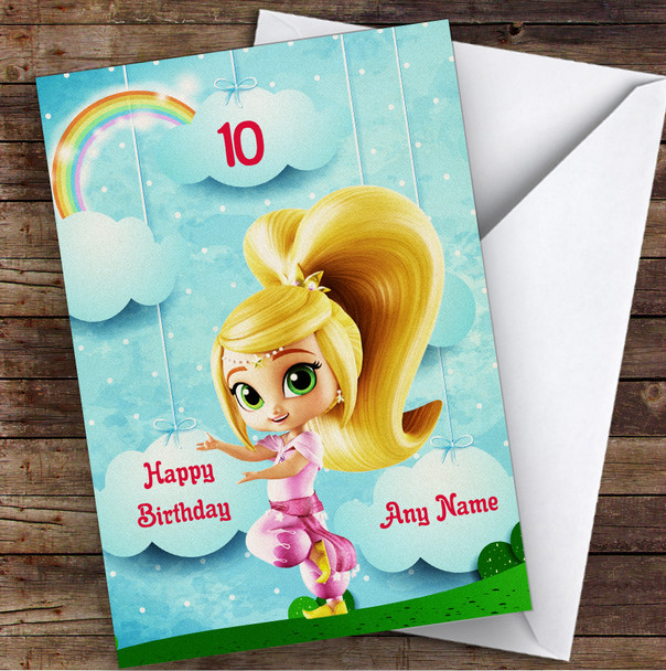 Shimmer And Shine Blonde Children's Kids Personalised Birthday Card