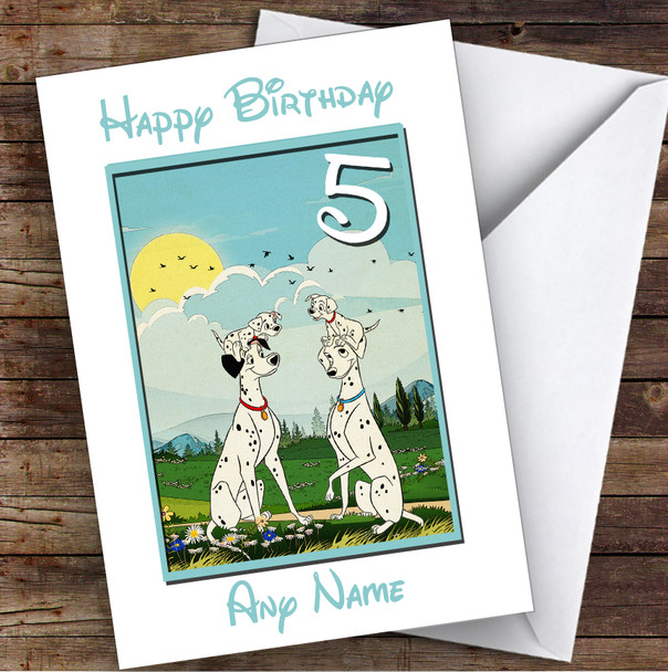 101 Dalmatians Vintage Children's Kids Personalised Birthday Card