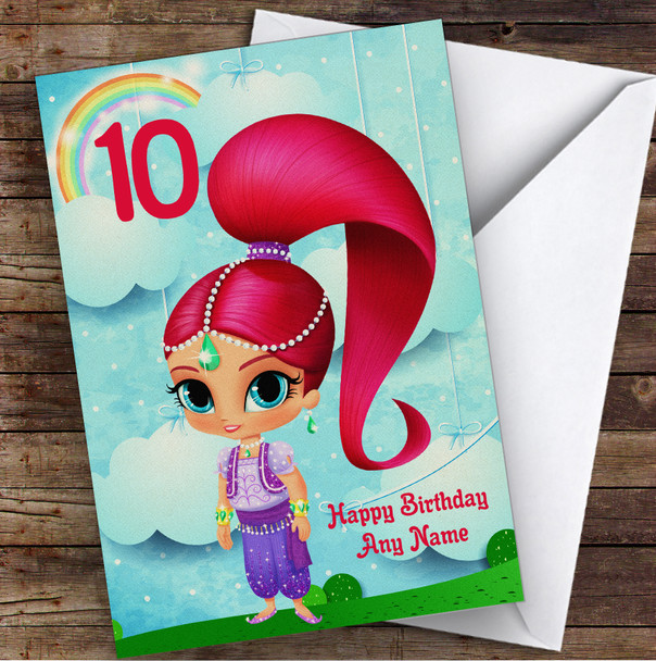 Shimmer And Shine Pink Children's Kids Personalised Birthday Card