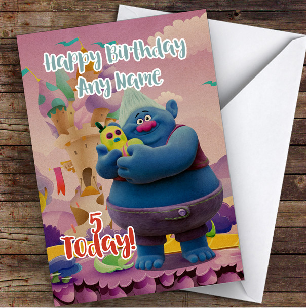 Trolls Purple Vintage Children's Kids Personalised Birthday Card