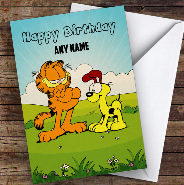 Garfield And Odie Children's Kids Personalised Birthday Card