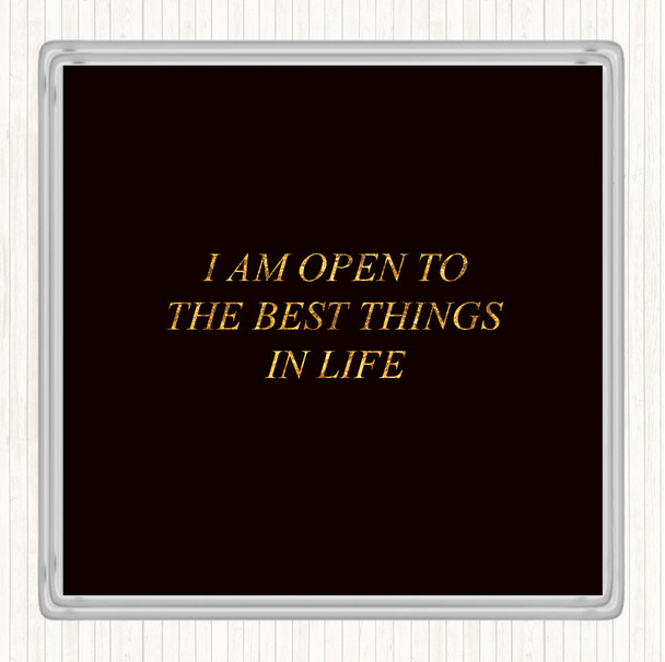 Black Gold Open To The Best Quote Coaster