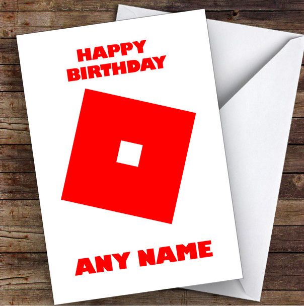 Roblox Red O Children's Kids Personalised Birthday Card