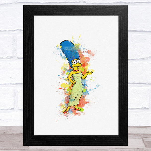 Marge Simpson Watercolour Splatter The Simpsons Children's Kid's Wall Art Print