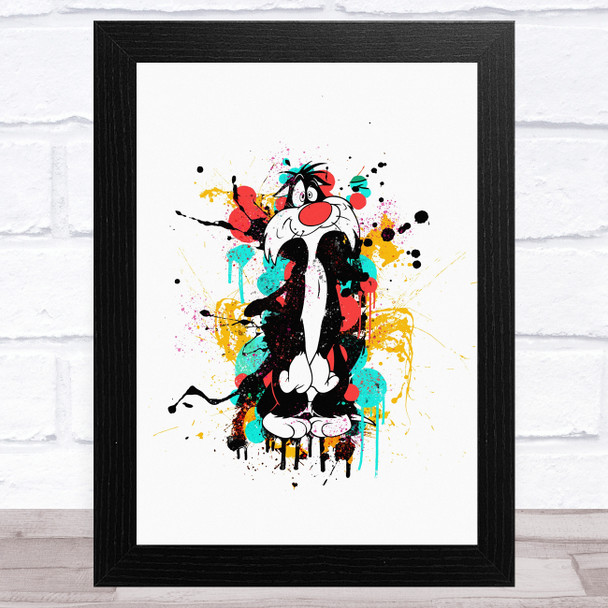 Sylvester James Pussycat Loony Tunes Splatter Children's Kid's Wall Art Print