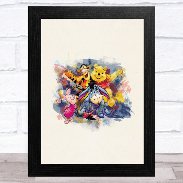 Winnie The Pooh And Friends Watercolour Children's Kid's Wall Art Print
