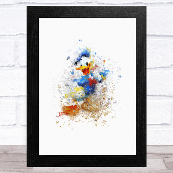 Donald Duck Watercolour Splatter Children's Kid's Wall Art Print