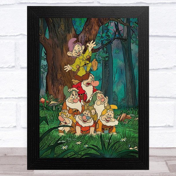 The Seven Dwarfs Pile Snow White Children's Kid's Wall Art Print
