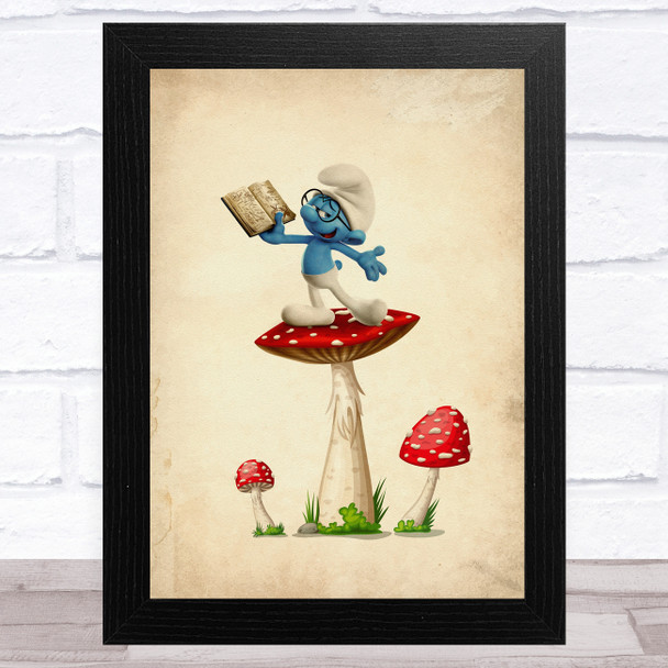 Brainy Smurf Vintage The Smurfs Children's Kid's Wall Art Print