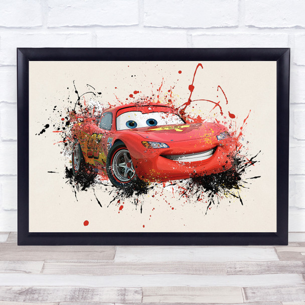 Lightning McQueen Cars Splatter Children's Kid's Wall Art Print