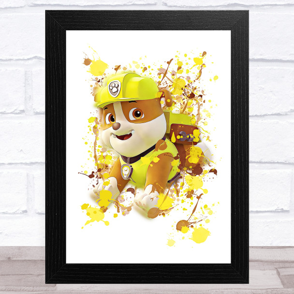 Paw Patrol Rubble Splatter Art Children's Kid's Wall Art Print