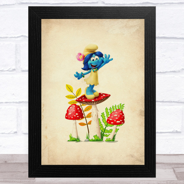 Vintage The Smurfs Smurf Lily Children's Kid's Wall Art Print