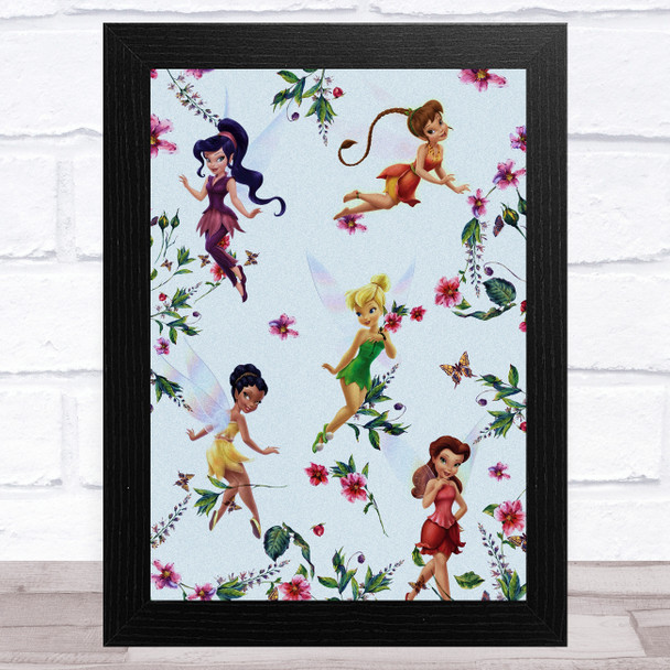 Tinker Bell And Fairies Blue Children's Kid's Wall Art Print