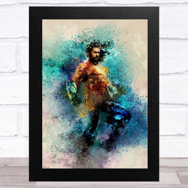 Aquaman Watercolour Smudge Children's Kid's Wall Art Print