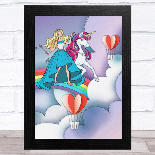 Unicorn Barbie Retro Children's Kid's Wall Art Print