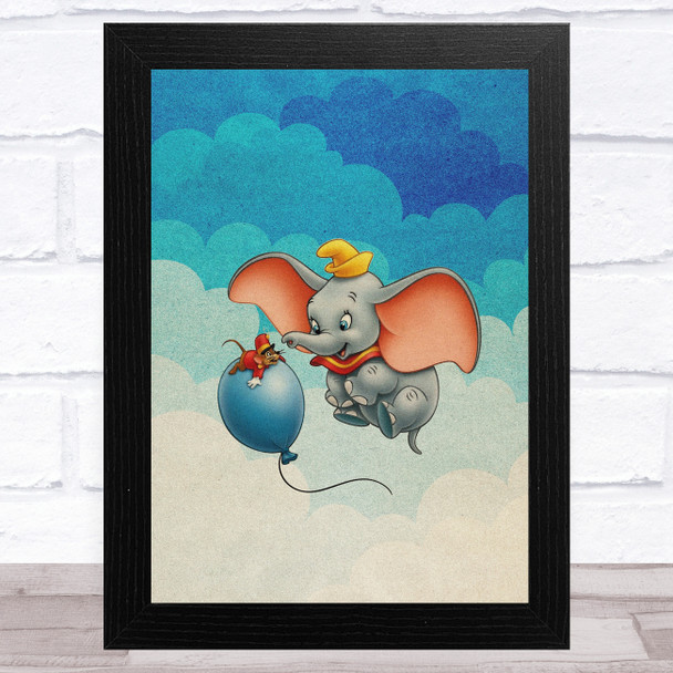 Retro Vintage Dumbo Children's Kid's Wall Art Print