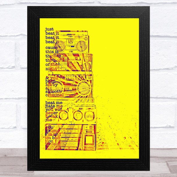 Michael Jackson Boom Box Lyrics Yellow Music Fan Song Lyric Wall Art Print