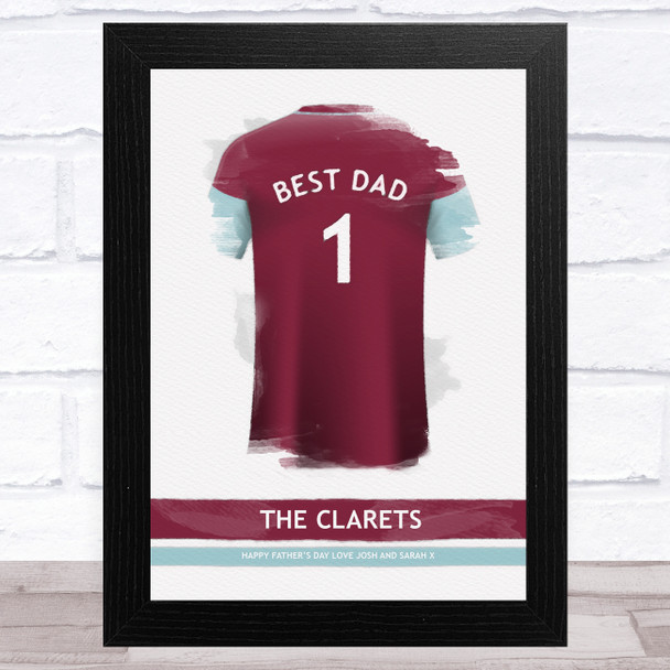 Burnley Football Shirt Best Dad Personalised Father's Day Gift Print