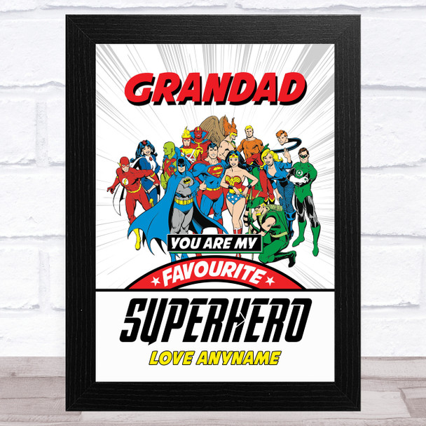 Grandad My Favourite Superhero Vintage Personalised Dad Father's Day Gift Print