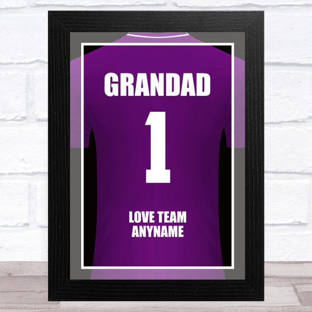 Grandad No.1 Football Shirt Purple Personalised Dad Father's Day Gift Print