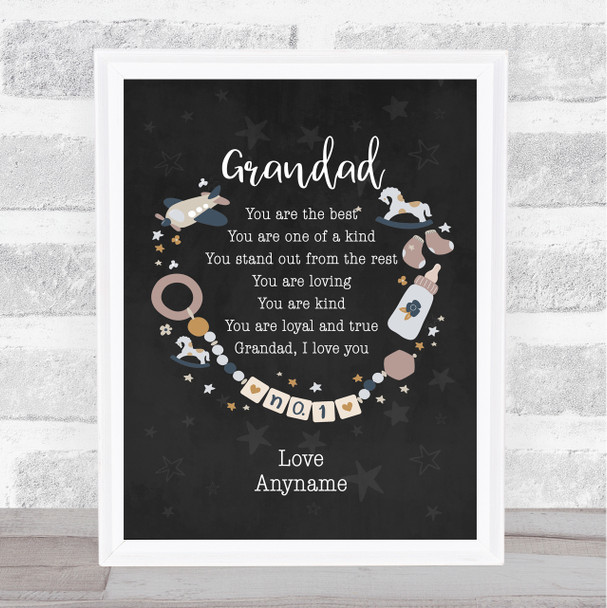 Grandad You Are The Best Poem Black Personalised Dad Father's Day Gift Print