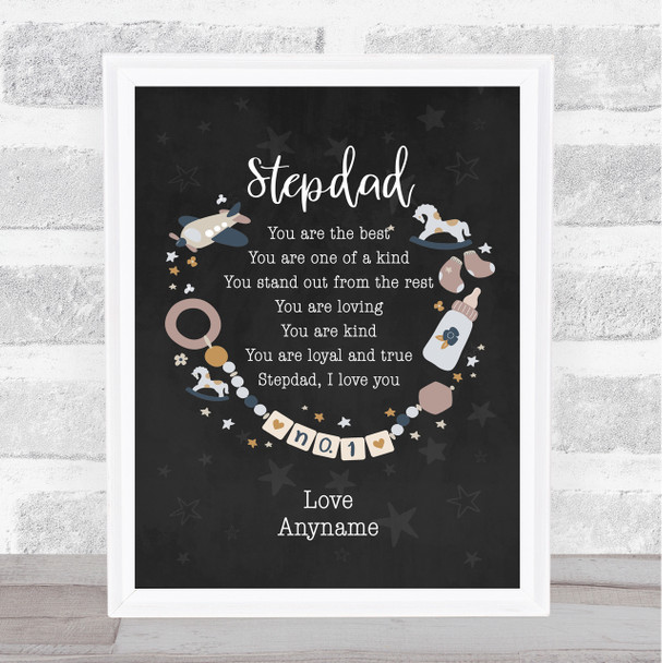 Stepdad You Are The Best Poem Black Personalised Dad Father's Day Gift Print