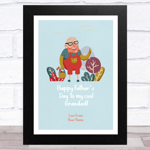 Cool Grandad Gardening Personalised Dad Father's Day Gift Wall Art Print