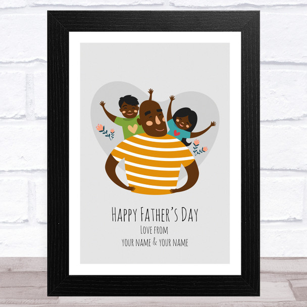 Dad, Son & Daughter Design 11 Personalised Dad Father's Day Gift Wall Art Print