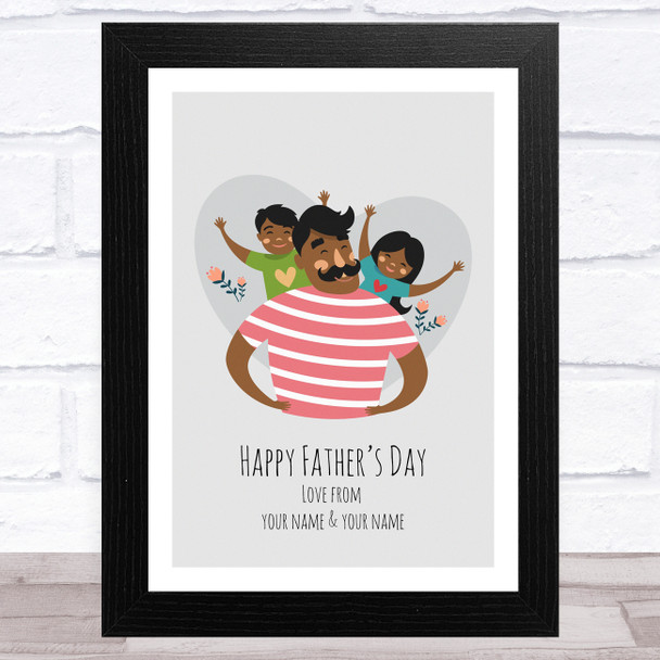 Dad, Son & Daughter Design 7 Personalised Dad Father's Day Gift Wall Art Print