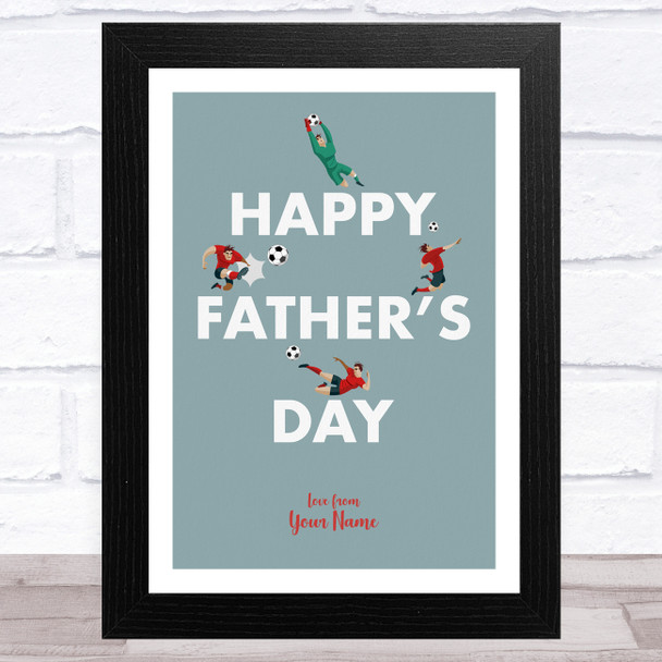 Green Footballers Text Personalised Dad Father's Day Gift Wall Art Print