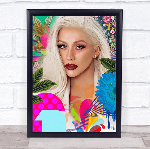 Christina Aguilera Colourful Botanical Drip Wall Art Print