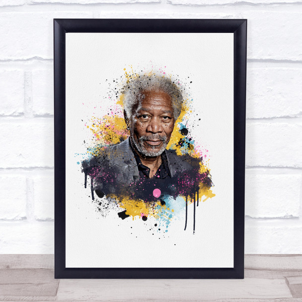 Morgan Freeman Watercolour Splatter Drip Wall Art Print