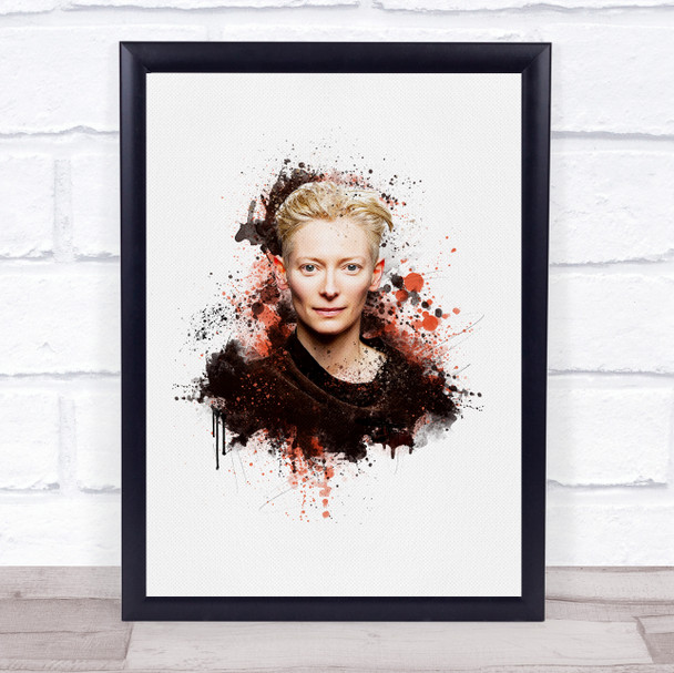 Tilda Swinton Watercolour Splatter Drip Wall Art Print