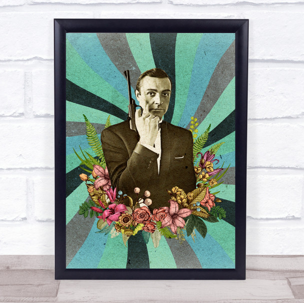 Sean Connery Hippie Floral Watercolour Wall Art Print